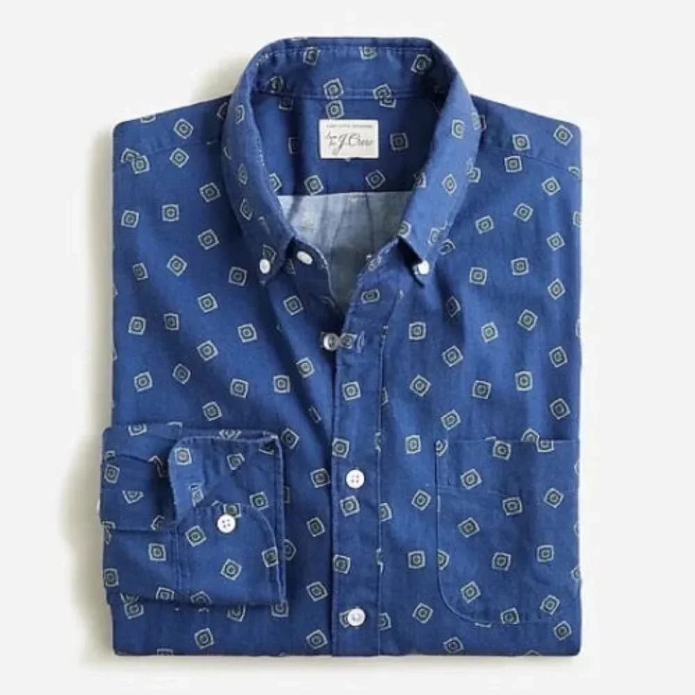 J. CREW mens Cotton-wool challis two-pocket shirt SIZE S new with tag